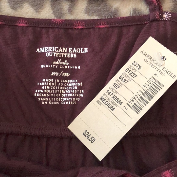American Eagle Babydoll Cami Tank Top in Burgundy Size Medium - Picture 9 of 15